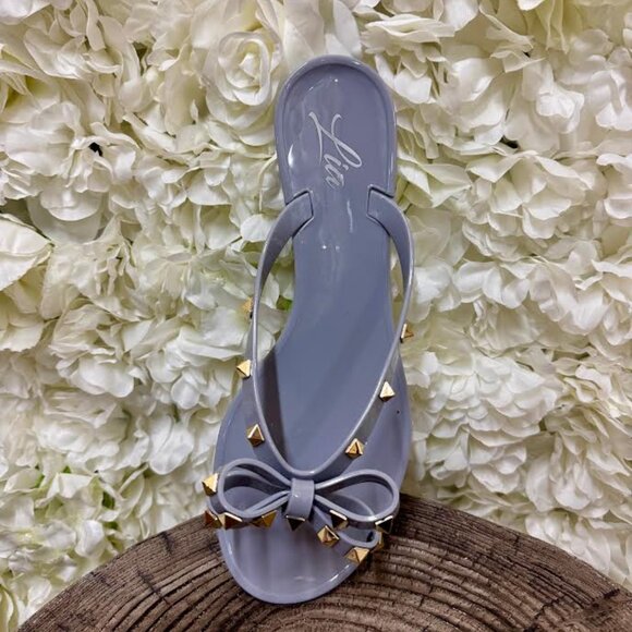 Gray Sandal with Bow and Gold Spike detailing - Picture 1 of 1